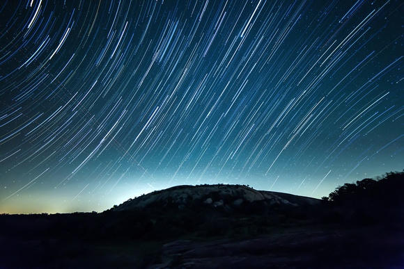Star Trails over Enchanted Rock, TX.